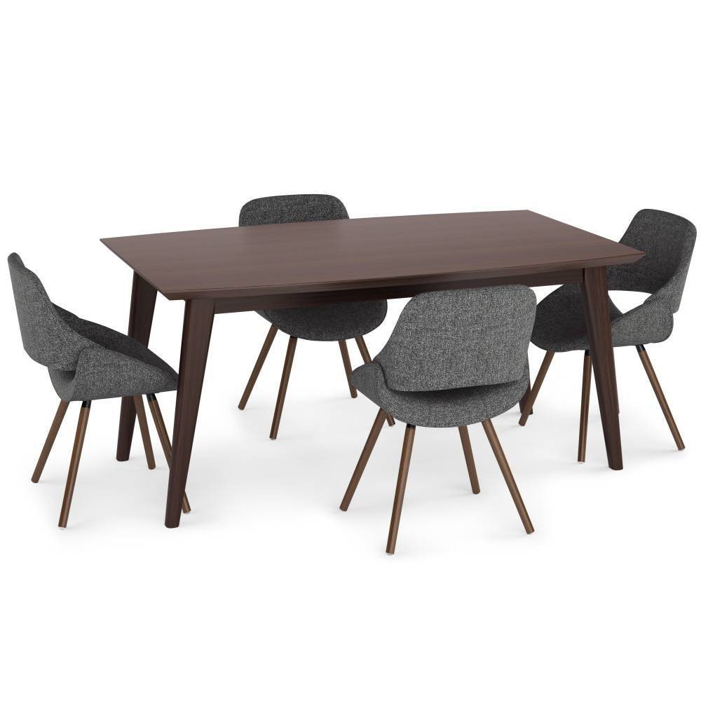 Photos - Dining Table 5pc Malone V Dining Set Gray - WyndenHall: Mid Century Modern, Beechwood &