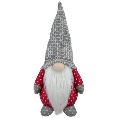 Northlight 9.5" Red and Gray Plump Christmas Gnome Figure