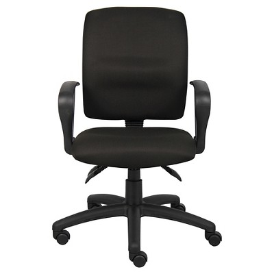 Adjustable Black Crepe Fabric Task Chair with Pneumatic Lift and Loop Arms