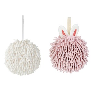 REGALWOVEN 2 Pcs Comfortable Soft Absorbent Chenille Fuzzy Hand Towels - 1 of 4
