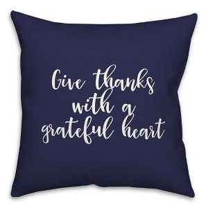 Creative Products Give Thanks With A Grateful Heart in Navy 18 x 18 Spun Poly Pillow - 1 of 3