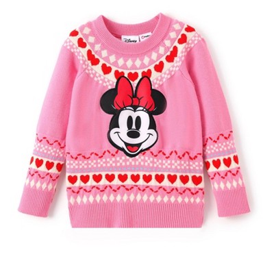 Disney Mickey and Friends Toddler Girl 1pc Minnie Mouse Heart Pattern Long-sleeve Knitwear