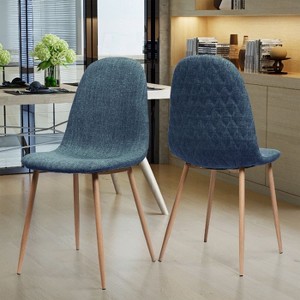 CAVINAS Modern Curve-Back Dining Chairs with Wood Finished Metal Legs, Set of 2, Upholstered Seat for Kitchen, Dining Room - 1 of 4