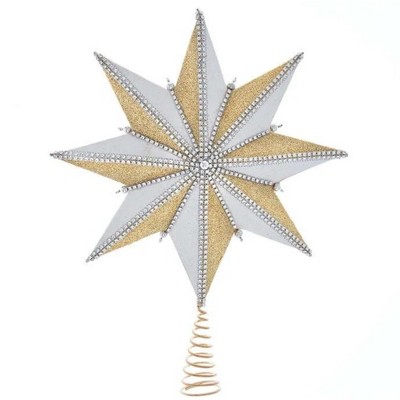 Tree Topper Finial 16.25" White/Gold Star Tree Topper Christmas Gems  -  Tree Toppers