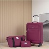 Vynxaria 3-Piece Wine Red Softshell Luggage Set 18" Spinner Suitcase Travel Bag Toiletry Pouch Lightweight Durable - 3 of 4