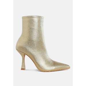Tentia Metallic Pleather Spool Heel Boots Women - 1 of 4