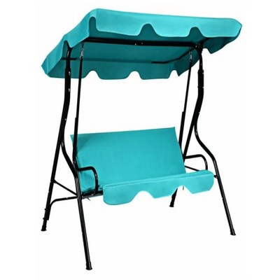 67.5"3 Seat Outdoor Patio Canopy Swing with Cushioned Steel Frame