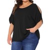 Agnes Orinda Women's Plus Size Round Neck Cold Shoulder Short Sleeve Summer Casual Blouse - 2 of 4