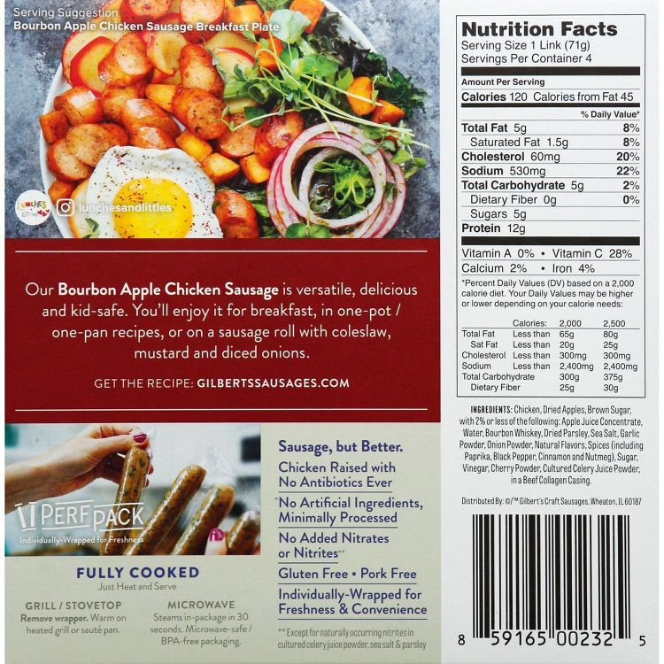 Gilbert's Craft Sausage Bourbon Apple Chicken Sausage -10oz, 3 of 9