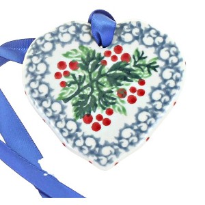 Blue Rose Polish Pottery A86 Ceramika Artystyczna Heart Ornament - 1 of 1