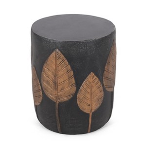 Christopher Knight Home Cerny Outdoor Lightweight Concrete Side Table, Black/Antique Copper - 1 of 4