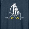 Women's - Instant Message - Skeleton Hand Petting Black Cat Lightweight French Terry Wide Neck Long Sleeve Shirt - 2 of 4