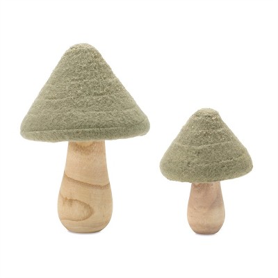 Glittered Wool Mushroom Decor (Set of 2)