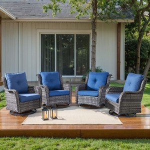 Gymojoy 4 Pieces Outdoor Rocking Chair Rattan Rocker Chairs with Cushion - 1 of 4
