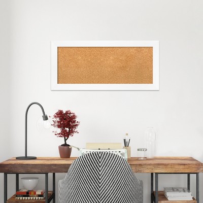 White Framed Natural Cork Bulletin Board, 36" x 18"