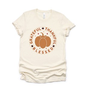 Simply Sage Market Women's Grateful Thankful Bless Circle Short Sleeve Graphic Tee - 1 of 4