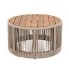 Round Acacia Wood Coffee Table with Iron Frame,Rustic Coffee Table with Rope Accent for Living Room,Modern Coffee Table for Home-Coolbibila - 3 of 4