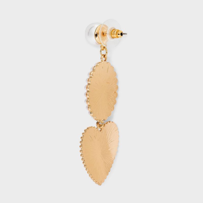 Linear Pearl Cameo Heart Drop Earrings - Wild Fable&#8482; Gold, 4 of 5
