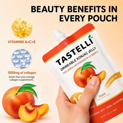 TASTELLI Konjac Jelly Peach Pouches - 20.28 fl oz/4ct