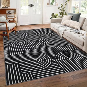 Modern Geometric Stripe Area Rugs Soft Washable Low Pile Non Shedding Rugs for Living Room Bedroom - 1 of 4
