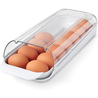 Stackable Eggs Organizer with Removable Tray for Refrigerator Storage, BPA-Free Rolling Egg Holder