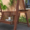 Resenkos 2-Seat Swing Chair With Stand, Carbonized, Outdoor Relaxation, Garden, Fir Wood， Carbonized - 4 of 4
