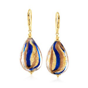 Ross-Simons Italian Multicolored Murano Glass Bead Teardrop Earrings in 18kt Gold Over Sterling - 1 of 4