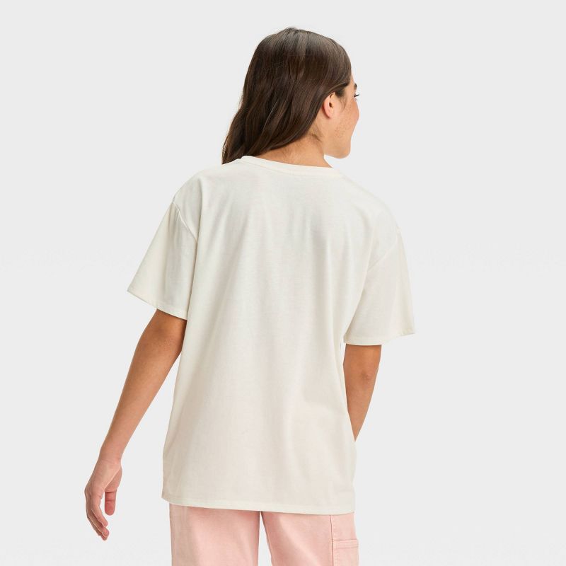 Girls' Short Sleeve Oversized The Beatles Graphic T-Shirt - art class™ Off-White, 4 of 5