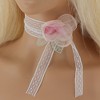 Unique Bargains Flower Leaf Bandages Choker Necklace Pink Green 1 Pc - 2 of 4