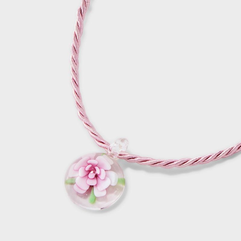 Flower Cord Pendant Necklace - Wild Fable&#8482; Pink, 5 of 7