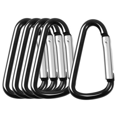 Unique Bargains Metal Hiking D-ring Keychain Carabiner Hook Black 1.8 X 1  X 0.16 10 Pcs : Target