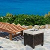 Tangkula Set of 2 Patio Rattan Ottoman Footrest Garden Outdoor w/ Brown Cushion - 4 of 4