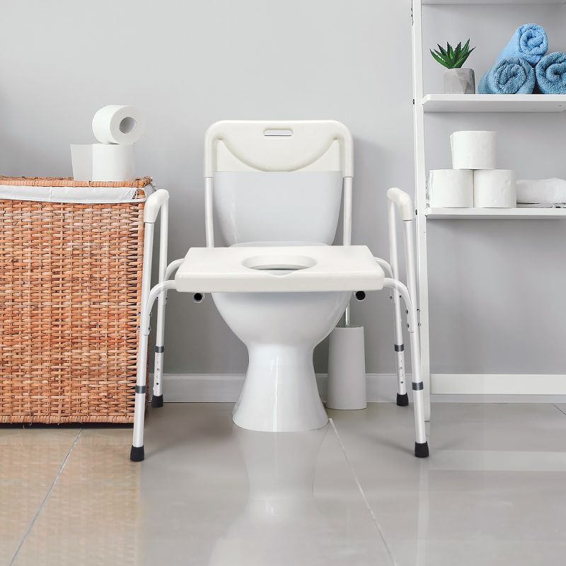Costway 3-in-1 Mobility Bedside Commode Portable Toilet with Adjustable Height & Drop-Arm Iron, 4 of 11