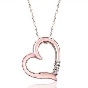 Pompeii3 Princess Cut Diamond Heart Necklace Pendant White Yellow or Rose Gold 3/4" Tall - 1 of 3