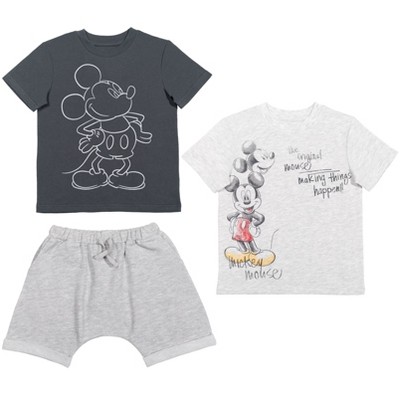 Disney Mickey Mouse T-Shirt and Shorts Outfit Set Grey / Oatmeal 