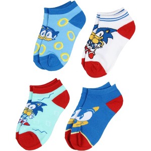 Sega Sonic The Hedgehog Boys' Youth Ankle Socks No-Show Kids Video Game 4 Pairs - 1 of 4