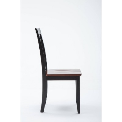 Black and Cherry Wood Transitional Side Chair Set
