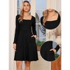 INSPIRE CHIC Women's Square Neck Casual Long Sleeve A Line Knit Pullover Dress with Pockets - 2 of 4