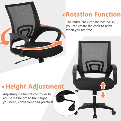Black Mesh Ergonomic Executive Swivel Office Chair with Fixed Arms