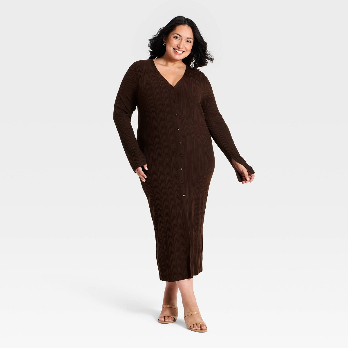 Women's Button-Up Midi Sweater Dress - A New Day™ - thumbnail 4