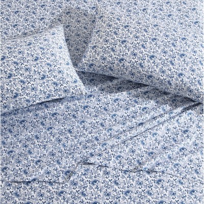 Laura Ashley Blue Floral Cotton Sateen Standard Pillowcase Pair