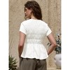 INSPIRE CHIC Women's Peplum Summer Smocked Ruched Crew Neck Cap Sleeve Babydoll Tunic Blouse - 3 of 4