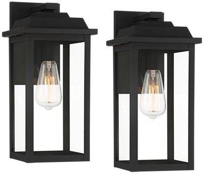 John Timberland Aline Modern Outdoor Wall Light Fixtures Set Of 2 Black ...