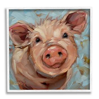 Stupell Industries Modern Pig Portrait Farm Animal Framed Giclee Art