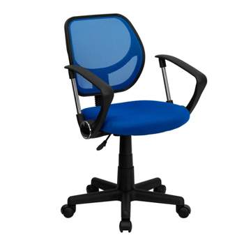 Emma and Oliver Mid-Back Mesh Swivel Task Office Chair with Curved Square Back and Arms