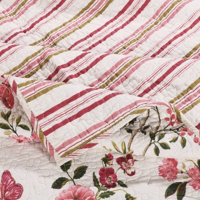 Butterflies Multicolor Quilted Cotton Botanical Throw Blanket