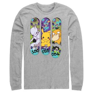 Men's Pokemon Mewtwo, Pikachu, and Psyduck Skateboard Decks Long Sleeve Shirt - 1 of 4