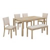 6-Piece Modern Wood Dining Table Set with Bench and 4 Upholstered Chairs, Modern Rectangular Kitchen Table Set for Dining Room - Panipeachy - 2 of 4