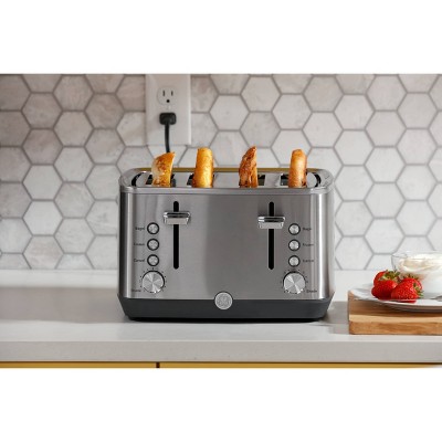 Stainless Steel 4-Slice Toaster with Wide Slots and Crumb Tray
