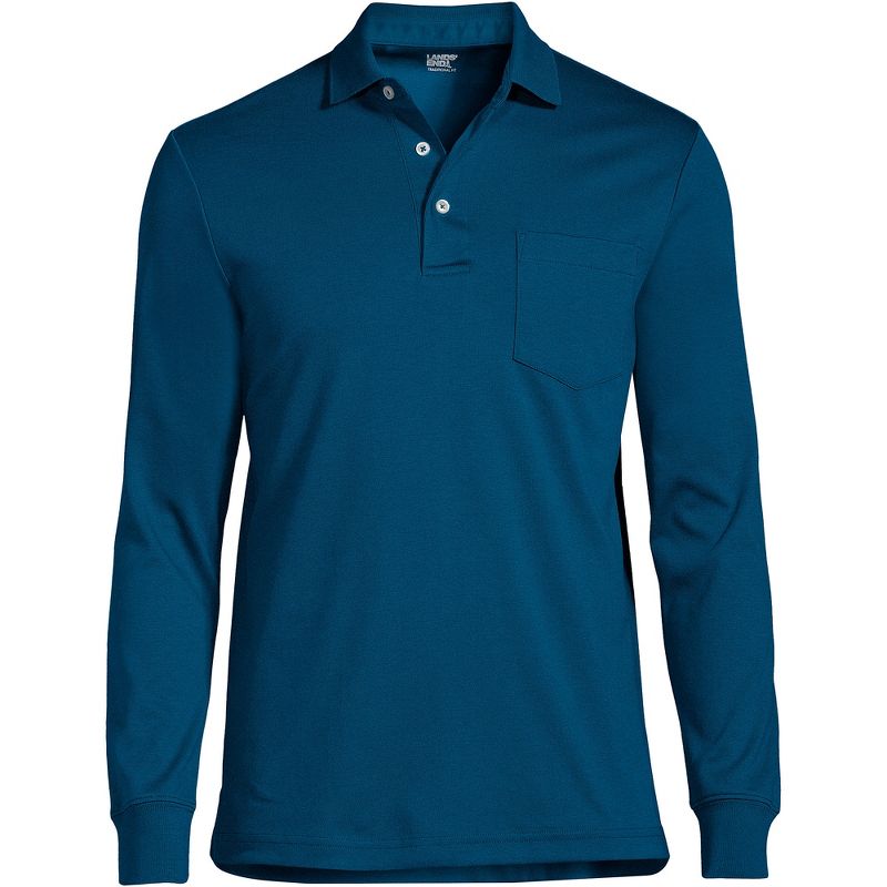 Lands' End Men's Long Sleeve Cotton Supima Polo Shirt with Pocket, 2 of 3